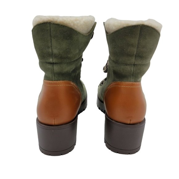 Skechers Boots Womens 8 Green Suede Leather Trail Troop Mid Calf Sherpa Hiking - Picture 5 of 11